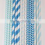Paper Decoration Light Blue Disposable Paper Straw