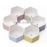 Hexagon Set of 6 Ceramic Small Plant Pots 3 Inches thumbnail-1