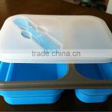 2015 Wholsale 2 Compartment Silicone Collapsible Lunch Box,silicone Lunch Container thumbnail-4