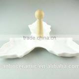 Ceramic Snack Platter /3 SECTIONS/Serving Dish Party Dining Sharing Plate White thumbnail-2