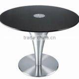 Modern Black Tempered Glass Top Stainless Steel Base Dining Room Table LQ-F41 thumbnail-1