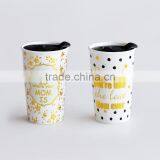 Wholesale Promotional Ceramic Cheap Double Wall Mug With Golden Design thumbnail-6