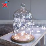 wholesales modern glass domes bamboo base with led string lights for home decoration