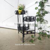 Garden Decor Yard Flower Pot 3-Tiered Folded Plant Pots Tray Rack Metal Black thumbnail-2
