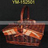 Popular New Cheap Rectangular Willow Picnic Basket With Foldable With Liners thumbnail-1