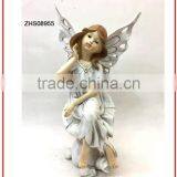 New Mini Popular Art Garden Decor Wholesale Polyresin Fairy Angel Butterfly Wings Costume Figurines With Planter Flower Pot thumbnail-3