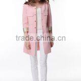 New Women Single-breasted Pink Lady Straight Fashion Coat Design Long Trench thumbnail-1