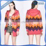 Elongated Cheap Two Tone Thick Wholesale Fleece Longline Dress Hoodies Women With Zip Made in China thumbnail-1