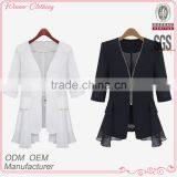 Lady Clothing Garment Manufacturer Slim Fit Ruffle Hem Chiffon Front Zipper Women Autumn Jacket 2015 thumbnail-1