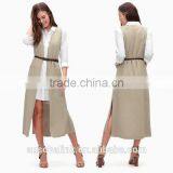 New Fashion Ladies Chic Sleeveless Belted Long Vest Wholesale thumbnail-4