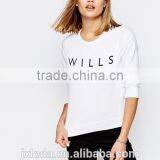 Best Selling Classic White Crewneck Print Fleece Sweatshirt thumbnail-1