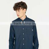 Wholesale Plain Long Sleeve Linen Cotton Shirt Blue Formal Custom Shirts for Men thumbnail-2