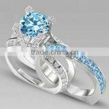 Trendy Fashion Wholesale Fine Jewelry Romantic cz Diamond Engagement Wedding Ring Set thumbnail-1