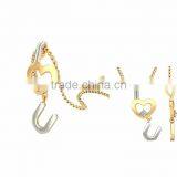 Designer Two Tone Plated Small CZ Solitaire Heart Pendant thumbnail-1