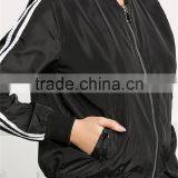 MGOO New Arrival Black 100% Polyester Bomber Jackets Black Crop Long Sleeves Tops Coat Sports Women Jackets thumbnail-4