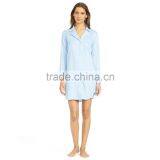 Long Blue Dot Printed Button up Pyjamas Women