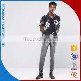 Cheapest Price OEM Service Wholesale Mens Black and White Printed Dress Shirts thumbnail-2