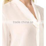 2017 OEM Casual Fine Beam Sleeve Silk Blouse With Neck Tie thumbnail-5