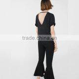New in Fashionable Black Cropped Bell-bottom Pants for Women thumbnail-4
