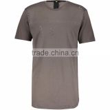Stylish Slate Round Neck Distressed Long Line T Shirt for Man