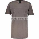 Stylish Slate Round Neck Distressed Long Line T Shirt for Man thumbnail-1