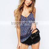 2016 Guangzhou Shandao Factory Bulk New Fashion Summer Sexy Spanghetti Strap Vintage Printed Loose Cotton Tops For Women thumbnail-2