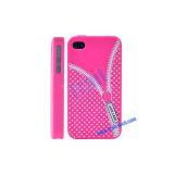 Zipper Pattern Soft Silicone Case for iPhone 4/iPhone 4S (Hot pink)