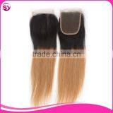 1B/27 Lace Closure Bleached Knots Ombre Blonde Hair Closure Piece, Free Parting Lace Closure Blonde thumbnail-3
