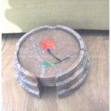 Marble Inlay White Stone Coaster Pietra Dura Handmade Home Decor Crafts Gifts