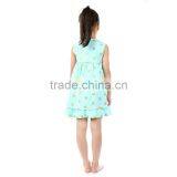 Gold Polka Aqua Cotton Dress Girl Dress Children Dress thumbnail-3