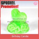 Greeen Carve Heart and Rose Shaped Stick Candle Decoration thumbnail-1