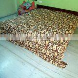 Indian Ikat Kantha Quilt Queen Size Throw Gudri Ikat Kantha Bedspread