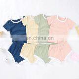 Short Sleeves Organic Cotton Ribbed Baby Pyjama Set Cozy Two Piece Set thumbnail-2