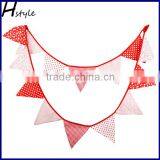 Red and White Star Dot Pattern Fabric Bunting 12 Flag Christening Baby Shower PL001 thumbnail-1