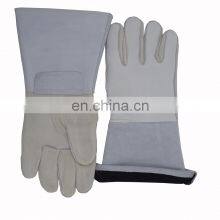 HANDLANDY White GREY Great Protective Fitting Full Grain Deerskin Workers Long Leather Work Welder Cheap Welding Gloves thumbnail-2