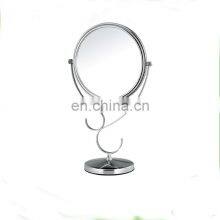 Makeup Mirror Metal Chrome Mirror Plated Cosmetic Stable Standing Base Bathroom Table Mirror thumbnail-3