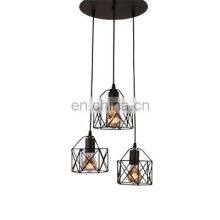 Industrial Metal Black Cage Flush Mount Ceiling Lamp Light Fixture LED Pendant Light thumbnail-3