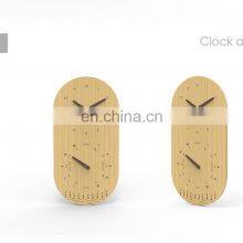 Custom Cheap Unique Design Modern Home Decoration Oval Bamboo Wooden Singing Wall Clock And Tidal Analog Big Wall Clock Large thumbnail-5