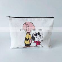 High Quality Recycle Custom Logo Blank White Waterproof Cosmetic Bag Lady Handbag Bag Pencil Pouch Wallet Coin Purse With Zipper thumbnail-4