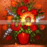 Artwork impressionist oil painting on canvas red flowers smile handmade home decor