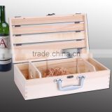 double bottle wooden wine packaging/gift box with bag in it
