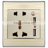 PC Material Most Popular UL Listed EU UK US AU wall socket outlet with 2 USB