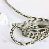 Black Mixed With White Braided Power Cable Power Cord