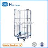 3 sides warehouse storage industrial rolling cart roll cage
