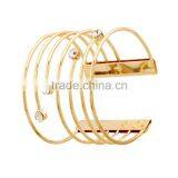 Europe Wire Shape Diamond Gold Plated Cuff Bracelet thumbnail-2