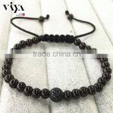 2016 Latest Fashion Beaded Wrap Bracelet With Ajustable Cord Black Beads Bracelet thumbnail-2