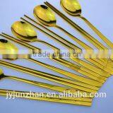 Titanium Gold Painting Stainless Steel Spoon and Chopsticks Sets