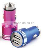 2016 New High Quality 5V 3.1A Car Chargers Dual 2 USB Stainless Steel Emergency Escape Hammer Chargers thumbnail-1