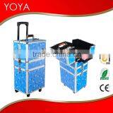 Aluminum 3-in-1 Blue Floral Makeup/Beauty/Hairdressing/Vanity Trolley/Box/Case thumbnail-1
