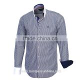 Wholesale striped long sleeve slim fit satin dress shirts for men